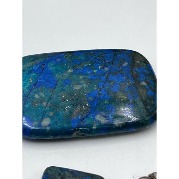 Artisan Made Green Blue Azurite Malachite Sterling Silver Toggle Bracelet 44g - Picture 10 of 12